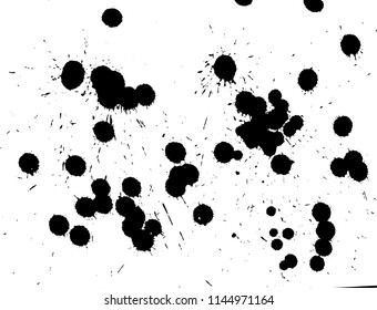 Handdrawn grunge texture. Abstract ink drops background. Black and white grunge illustration. Vector watercolor artwork pattern.
