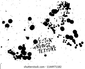 Handdrawn grunge texture. Abstract ink drops background. Black and white grunge illustration. Vector watercolor artwork pattern.