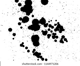 Handdrawn grunge texture. Abstract ink drops background. Black and white grunge illustration. Vector watercolor artwork pattern.