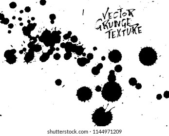 Handdrawn grunge texture. Abstract ink drops background. Black and white grunge illustration. Vector watercolor artwork pattern.