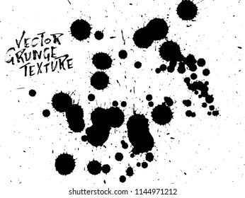 Handdrawn grunge texture. Abstract ink drops background. Black and white grunge illustration. Vector watercolor artwork pattern.