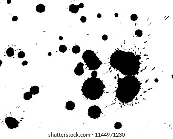 Handdrawn grunge texture. Abstract ink drops background. Black and white grunge illustration. Vector watercolor artwork pattern.