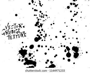 Handdrawn grunge texture. Abstract ink drops background. Black and white grunge illustration. Vector watercolor artwork pattern.