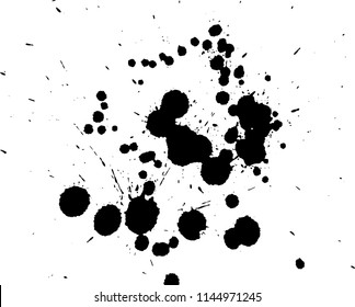 Handdrawn grunge texture. Abstract ink drops background. Black and white grunge illustration. Vector watercolor artwork pattern.