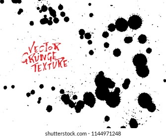 Handdrawn grunge texture. Abstract ink drops background. Black and white grunge illustration. Vector watercolor artwork pattern.
