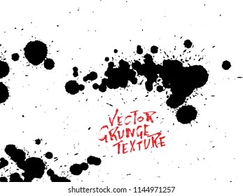 Handdrawn grunge texture. Abstract ink drops background. Black and white grunge illustration. Vector watercolor artwork pattern.