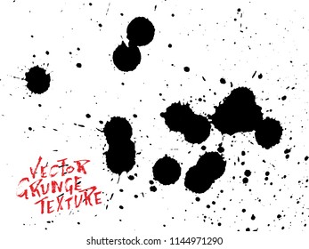 Handdrawn grunge texture. Abstract ink drops background. Black and white grunge illustration. Vector watercolor artwork pattern.