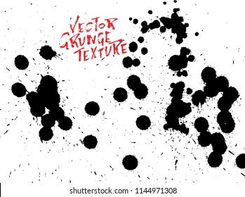 Handdrawn grunge texture. Abstract ink drops background. Black and white grunge illustration. Vector watercolor artwork pattern.