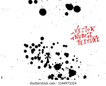 Handdrawn grunge texture. Abstract ink drops background. Black and white grunge illustration. Vector watercolor artwork pattern.