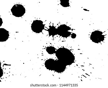 Handdrawn grunge texture. Abstract ink drops background. Black and white grunge illustration. Vector watercolor artwork pattern.