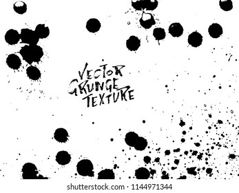 Handdrawn grunge texture. Abstract ink drops background. Black and white grunge illustration. Vector watercolor artwork pattern.