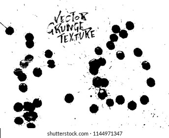Handdrawn grunge texture. Abstract ink drops background. Black and white grunge illustration. Vector watercolor artwork pattern.