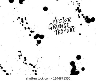 Handdrawn grunge texture. Abstract ink drops background. Black and white grunge illustration. Vector watercolor artwork pattern.