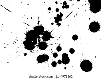 Handdrawn grunge texture. Abstract ink drops background. Black and white grunge illustration. Vector watercolor artwork pattern.