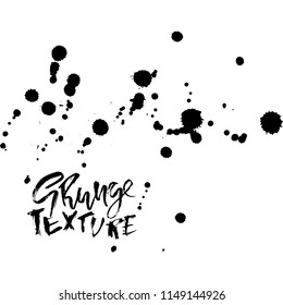 Handdrawn grunge texture. Abstract ink drops background. Black and white grunge illustration. Vector watercolor artwork pattern.