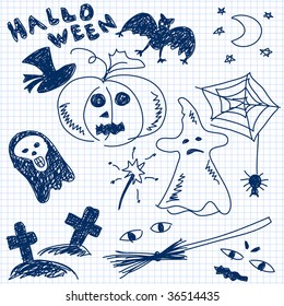 Hand-drawn halloween doodle. Vector image.