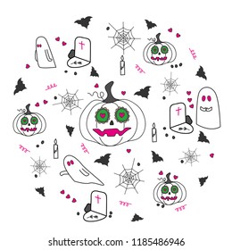 Hand-drawn Halloween doodles