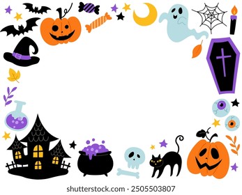 Hand-drawn Halloween frame vector illustration