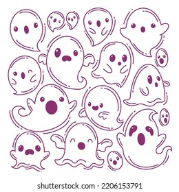 Hand-drawn Halloween Ghost Collection Design
