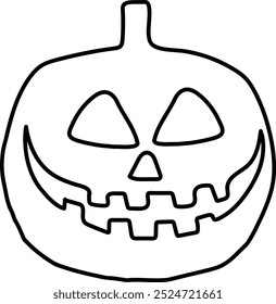 Desenhado à mão Halloween Pumpkin Jack-o'-Lantern Ilustração Preto e Branco