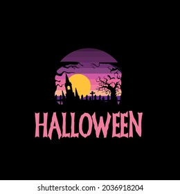 Handdrawn halloween wallpaper logo design template