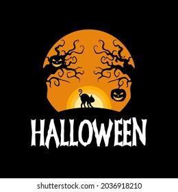 Handdrawn halloween wallpaper logo design template