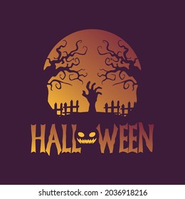 Handdrawn halloween wallpaper logo design template