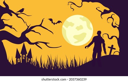 Handdrawn halloween wallpaper logo template