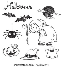 hand-drawn halloween.vector illustration