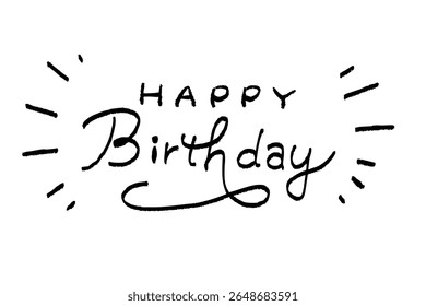 Desenhado à Mão Feliz Aniversário Lettering Ilustração