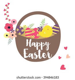 Hand-drawn happy Easter day postcard print with carrots, bunnies letters. Design elements. Doodle hand drawn style illustration for greeting card, t-shirts and bags print, scrapbooking