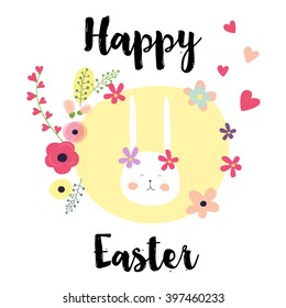 Hand-drawn happy Easter day postcard print with carrots, bunnies letters. Design elements. Doodle hand drawn style illustration for greeting card, t-shirts and bags print, scrapbooking