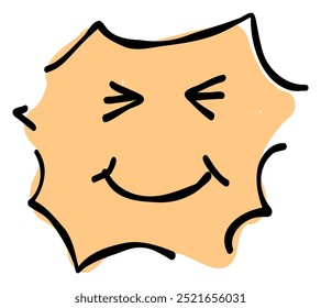 A hand-drawn happy face emoji. Features a simple and cute orange-based design. Stylish and versatile for various scenes.