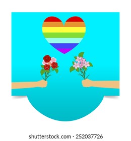 hand-drawn happy gay couple