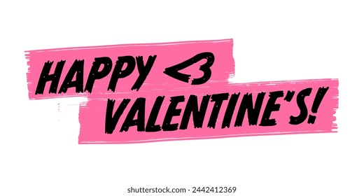 Dibujado a mano Feliz San Valentín Vector Diseño con pinceladas de color rosa. Arte colorido del cartel, signo romántico de la cita del día de San Valentín, aislado sobre fondo blanco