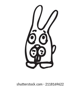 hand-drawn hare. Children s drawing. The image is isolated on a white background. Vector graphics