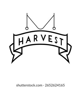 Handdrawn Harvest Banner Sign with Hanging Rings Text on vector