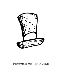 Handdrawn hat doodle icon. Hand drawn black sketch. Sign cartoon symbol. Decoration element. White background. Isolated. Flat design. Vector illustration.
