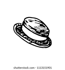 Handdrawn hat doodle icon. Hand drawn black sketch. Sign cartoon symbol. Decoration element. White background. Isolated. Flat design. Vector illustration.