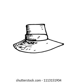 Handdrawn hat doodle icon. Hand drawn black sketch. Sign cartoon symbol. Decoration element. White background. Isolated. Flat design. Vector illustration.