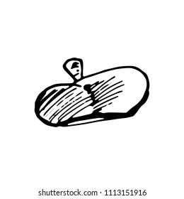 Handdrawn hat doodle icon. Hand drawn black sketch. Sign cartoon symbol. Decoration element. White background. Isolated. Flat design. Vector illustration.