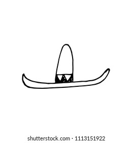 Handdrawn hat doodle icon. Hand drawn black sketch. Sign cartoon symbol. Decoration element. White background. Isolated. Flat design. Vector illustration.