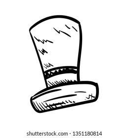 Handdrawn hat doodle icon. Hand drawn black sketch. Sign cartoon symbol. Decoration element. White background. Isolated. Flat design. Vector illustration.