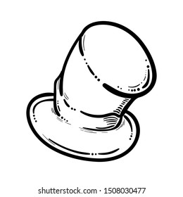 Handdrawn hat doodle icon. Hand drawn black sketch. Sign cartoon symbol. Decoration element. White background. Isolated. Flat design. Vector illustration.