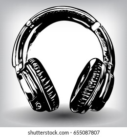 Hand-drawn headphones. Vector illustration