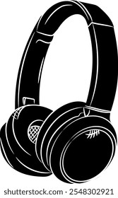 Hand-drawn headset silhouette, headset vector