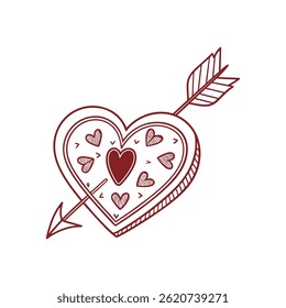 Hand-drawn heart with an arrow, perfect for Valentine's Day design.