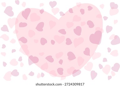 Fondo de corazón dibujado a mano, corazón rosa Grande, y muchos corazones Pequeños