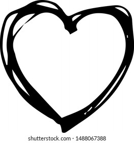 Handdrawn heart doodle icon. Hand drawn black sketch. Sign symbol. Decoration element. White background. Isolated. Flat design. Vector illustration.