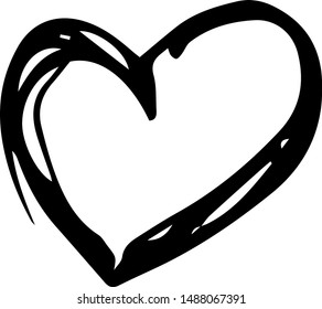 Handdrawn heart doodle icon. Hand drawn black sketch. Sign symbol. Decoration element. White background. Isolated. Flat design. Vector illustration.